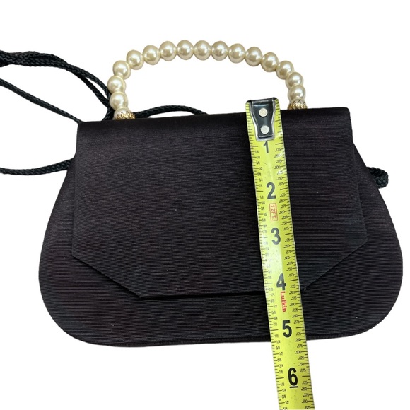 Vintage Pearl Handle Black Clutch Evening Purse - Picture 7 of 7